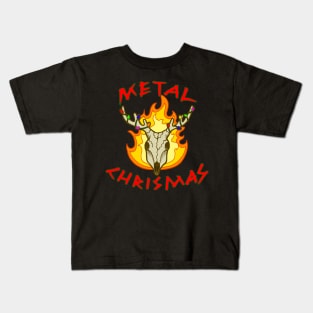 Metal Christmas Punny Reindeer Skull Kids T-Shirt